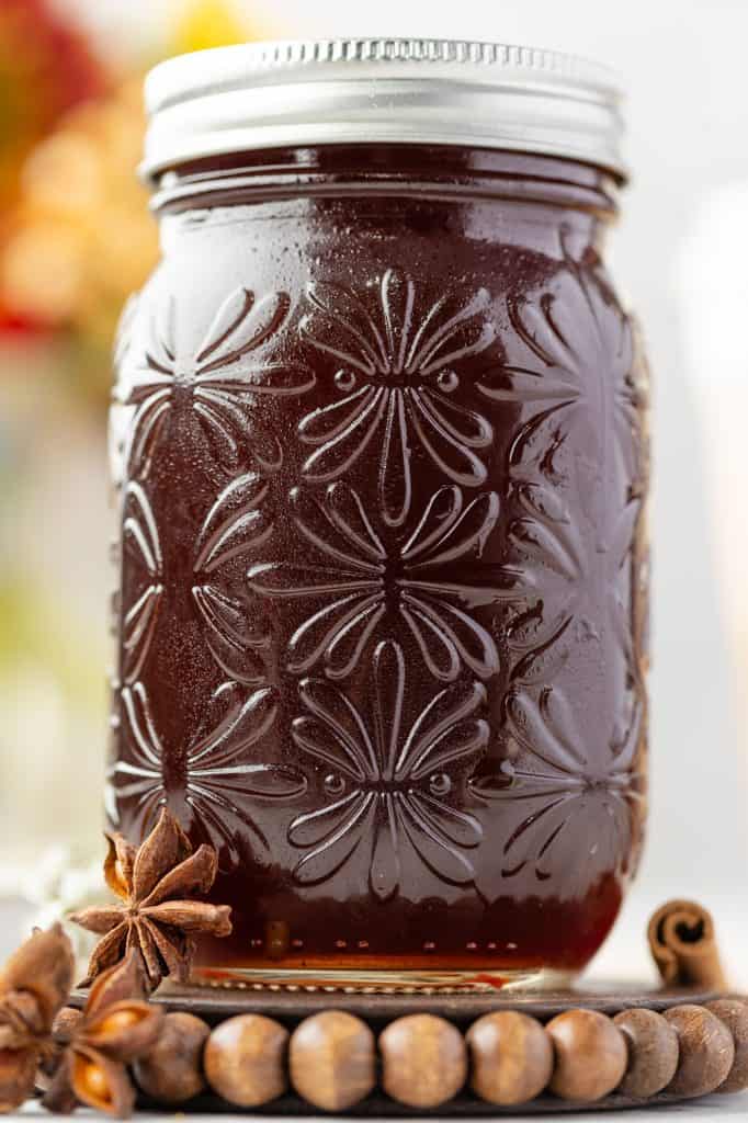 Chai concentrate in a mason jar