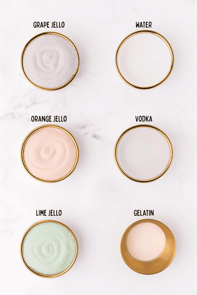 Jello mix, gelatin, water, vodka