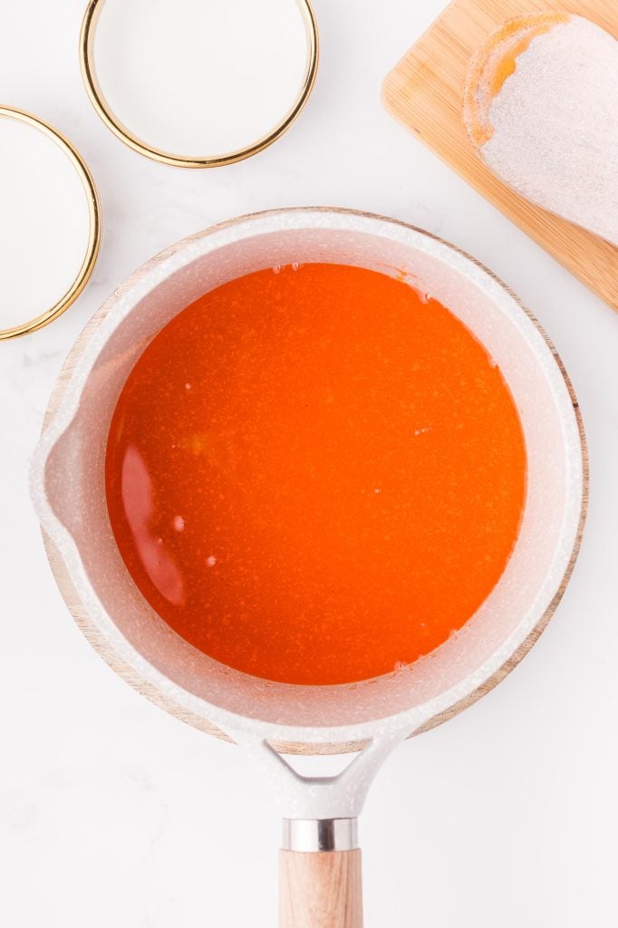 jello mix and water in pot