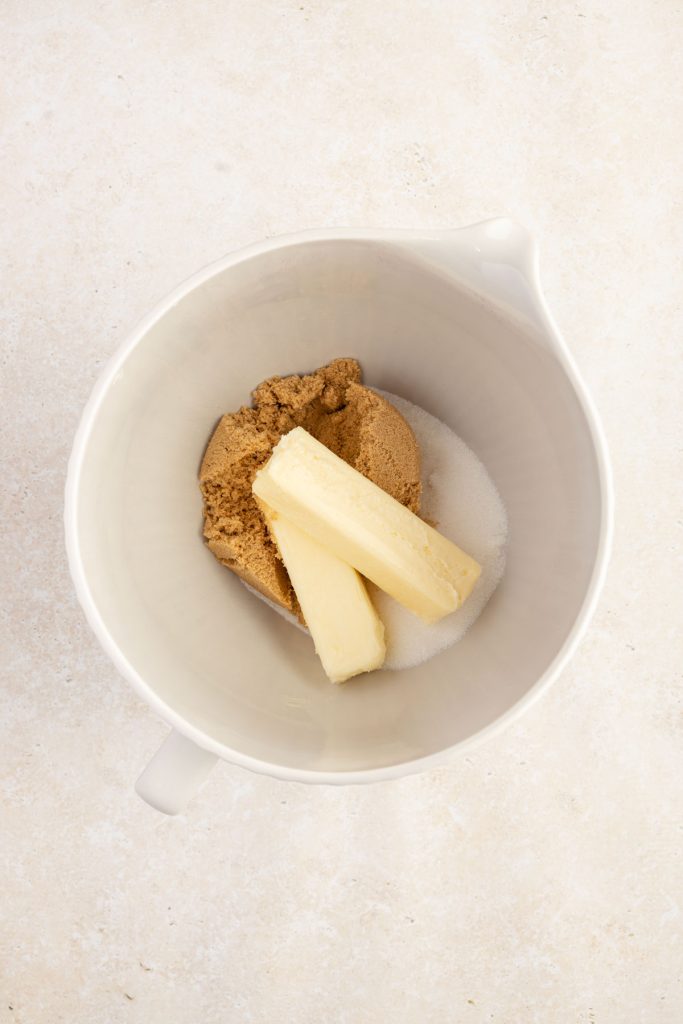 butter and sugar in mixing bowl