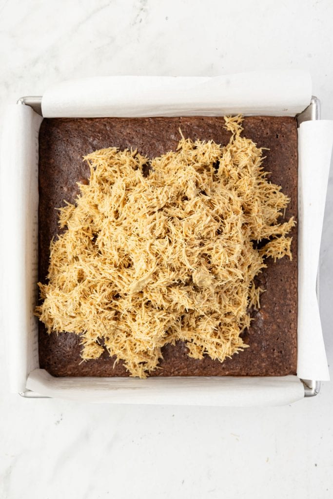 kataifi filling over brownies