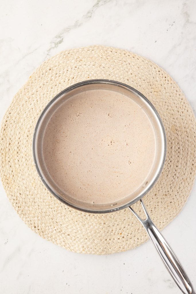 Finished Mexican hot chocolate in a pot