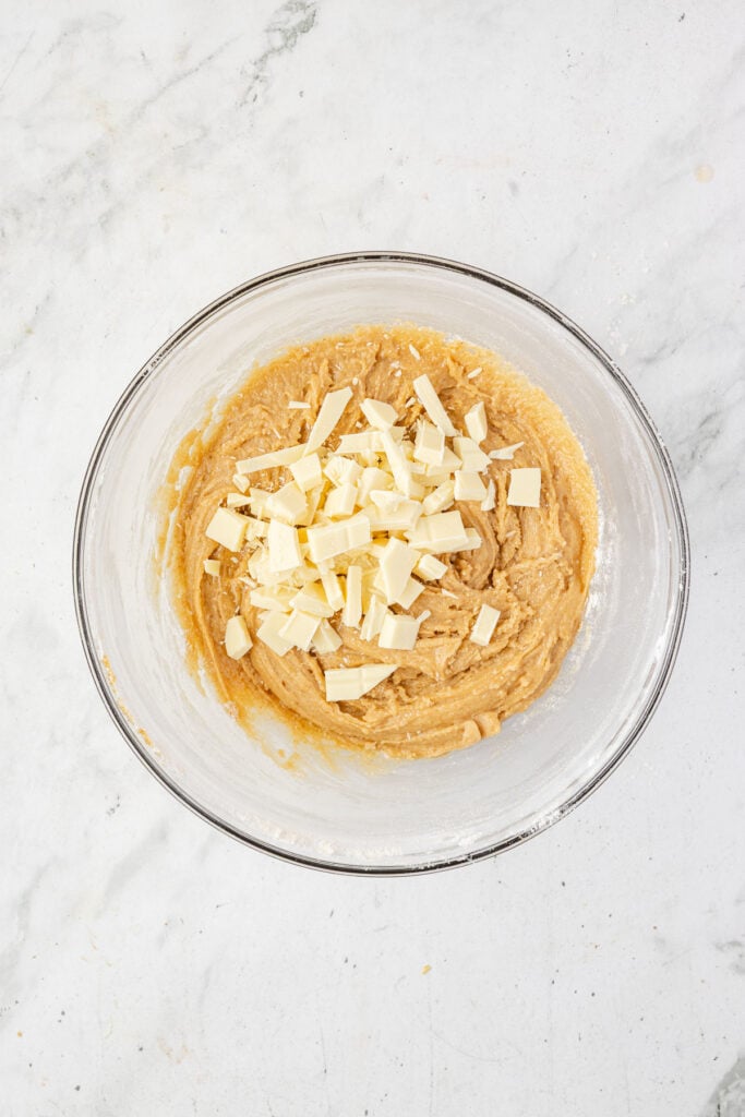 Blondie batter in a mixing bowl.