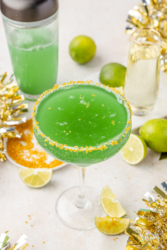 Champagne margarita012 Two glasses of champagne margarita with a fun New Year's