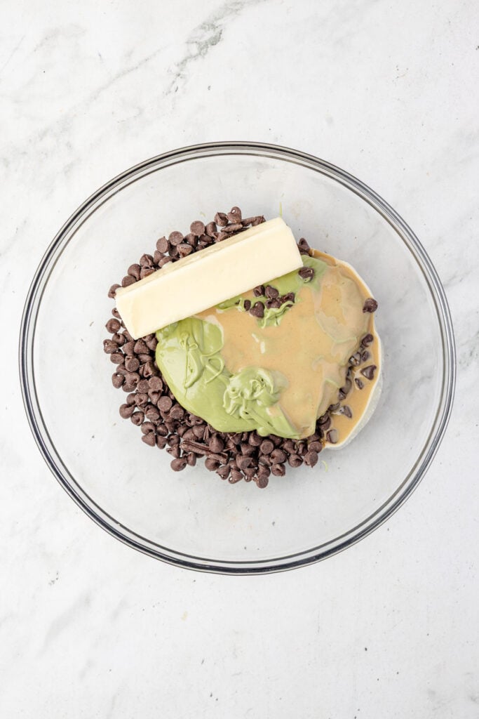 chocolate, pistachio paste, tahini, butter