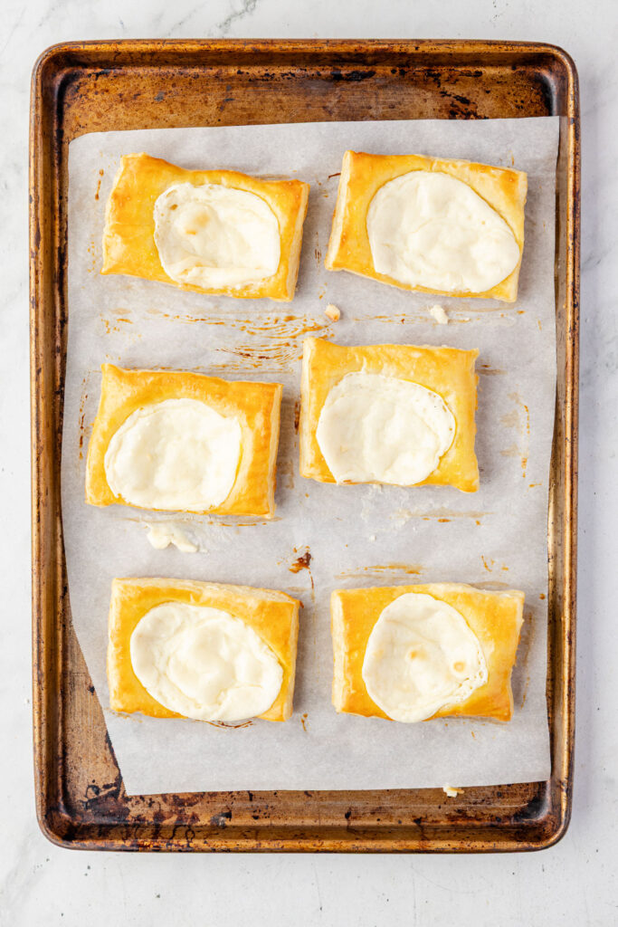 Cheese danish on a sheet pan