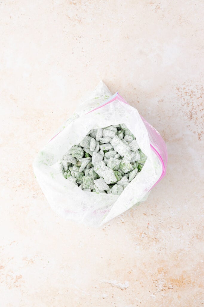 Grinch Puppy Chow in a bag.
