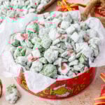 Grinch Puppy Chow in a grinch tin
