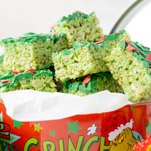 Green rice crispy treats in a Middleton