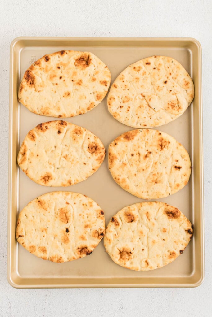 Naan on a sheet pan