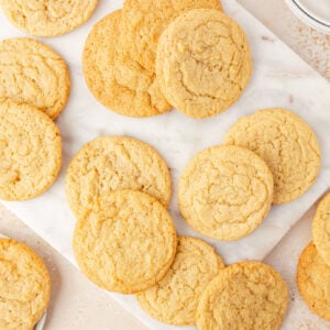 Chocolate chip cookies on a marble tray.