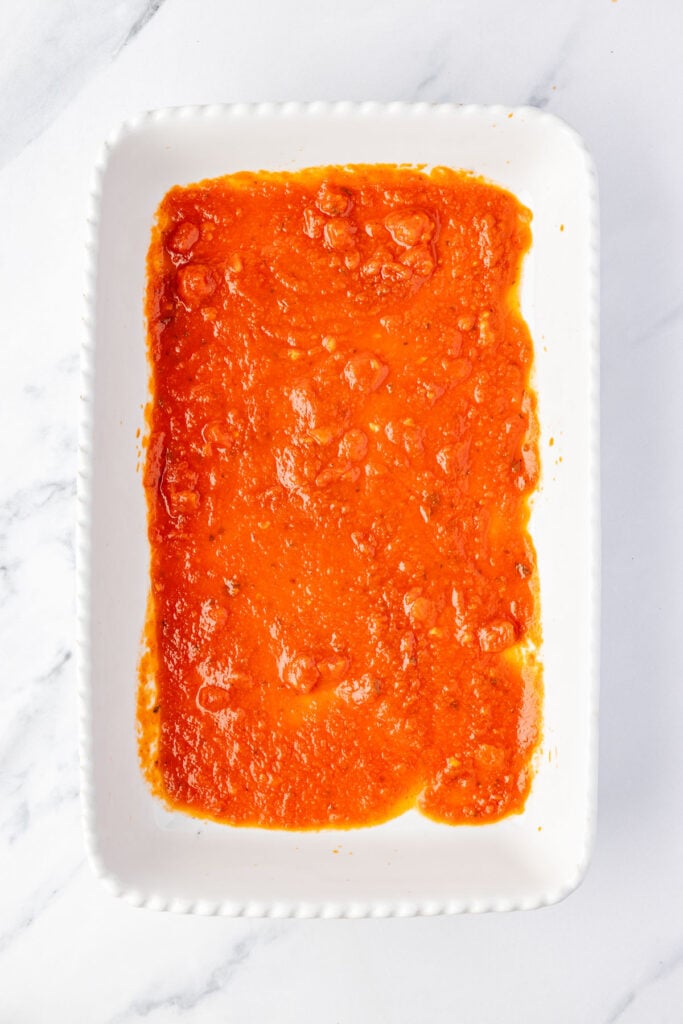 Sauce in a casserole pan