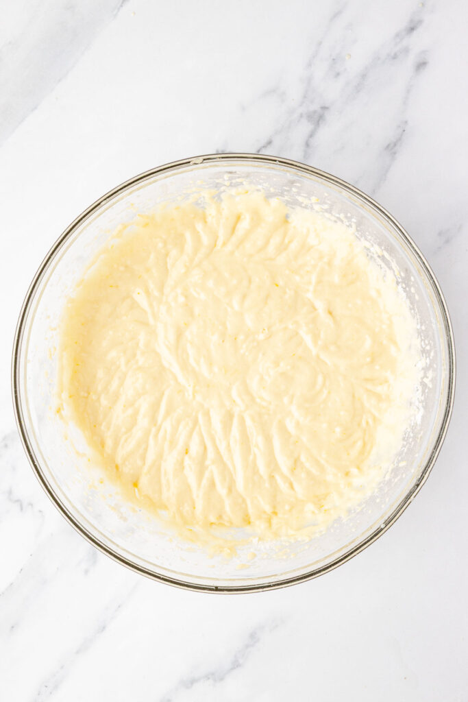 Finish batter in a mixing bowl for a lemon loaf
