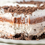 Oreo Lasagna up close with a bite taken out