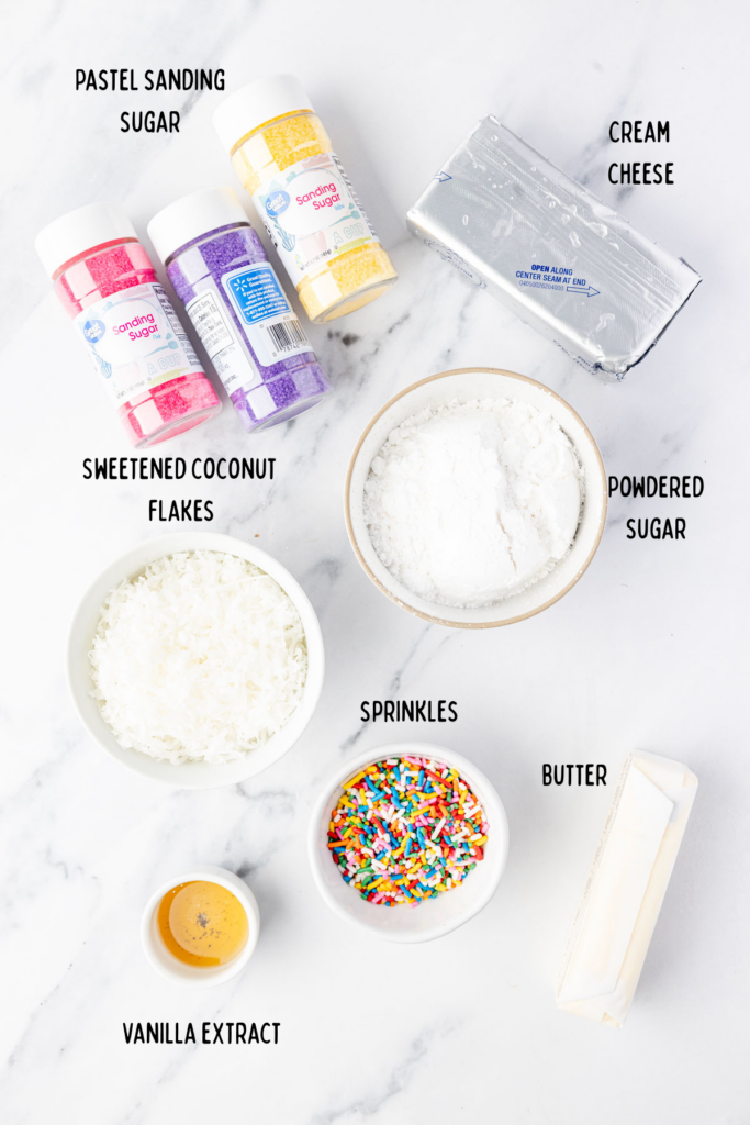 Ingredients to make a cheesecake Easter ball