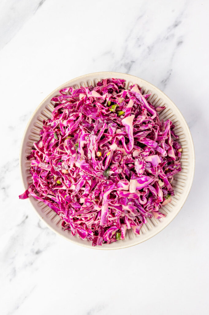 Red Cabbage Slaw in a bowl