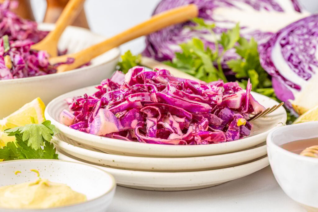 Red Cabbage Slaw on a plate