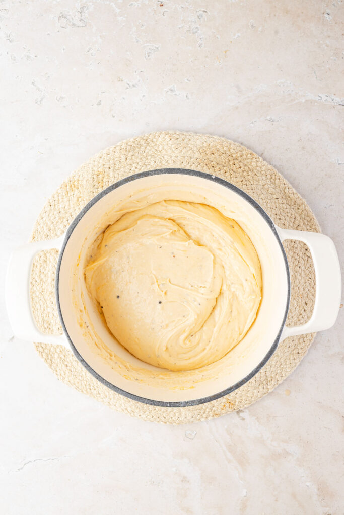 Finish cheese sauce in a pot