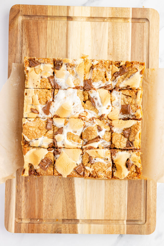 S’mores Bars on a cutting board