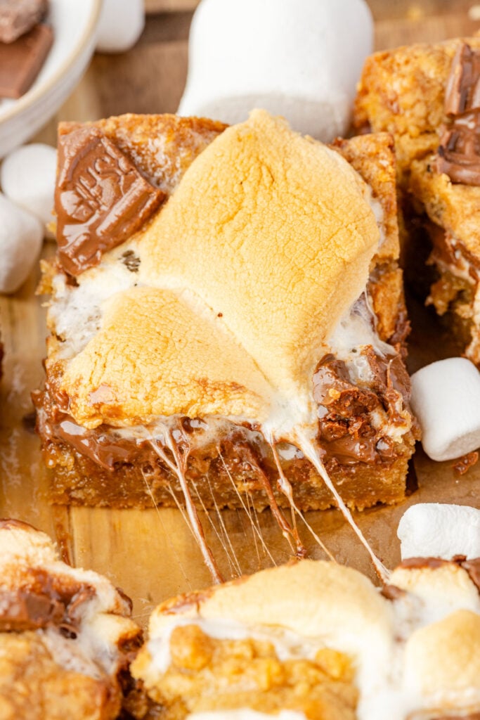 S’mores Bars on a cutting board