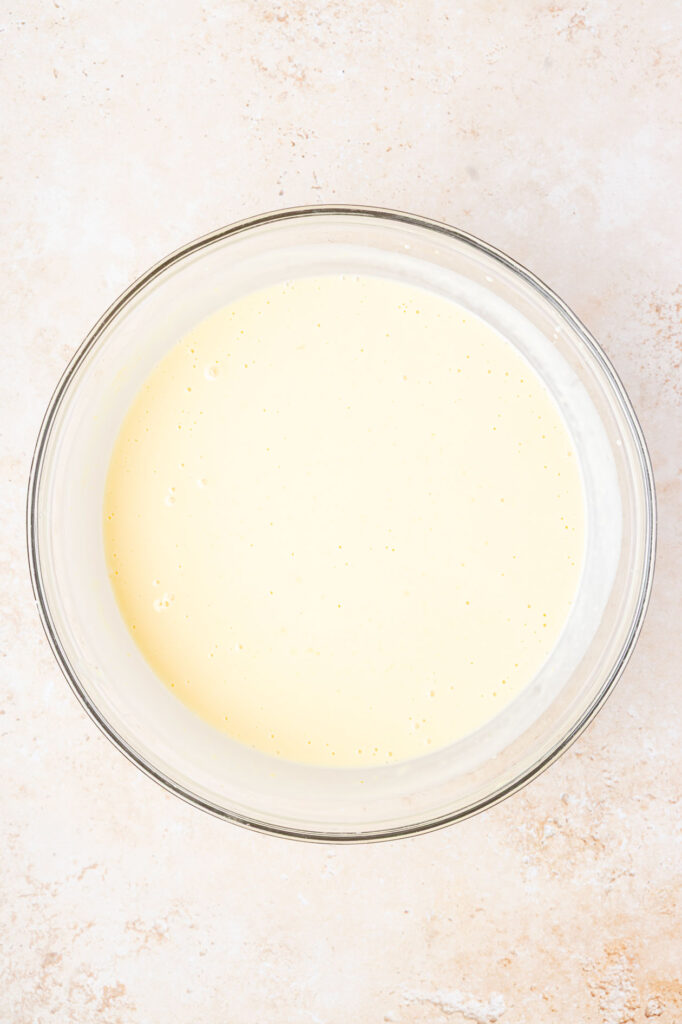 Vanilla pudding in a mixing bowl