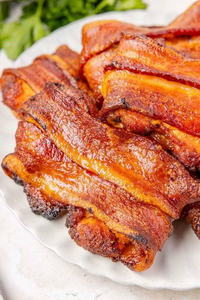 Bacon Wrapped Chicken Thighs on a plate