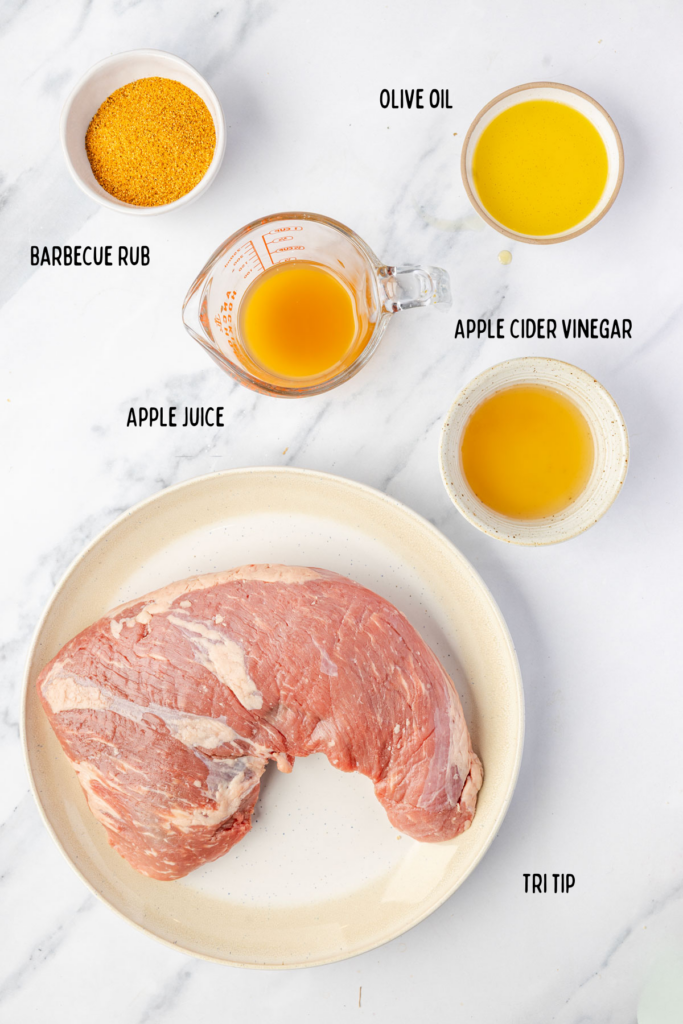 Grilled Tri Tip ingredients in individual bowls