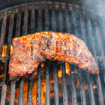 Grilled Tri Tip on a big green egg grill with fire under the grates
