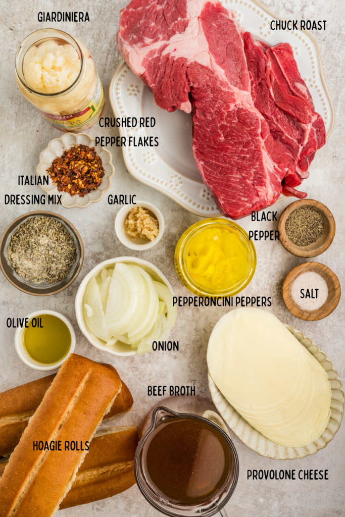 Slow Cooker Italian Beef Sandwich Ingredients