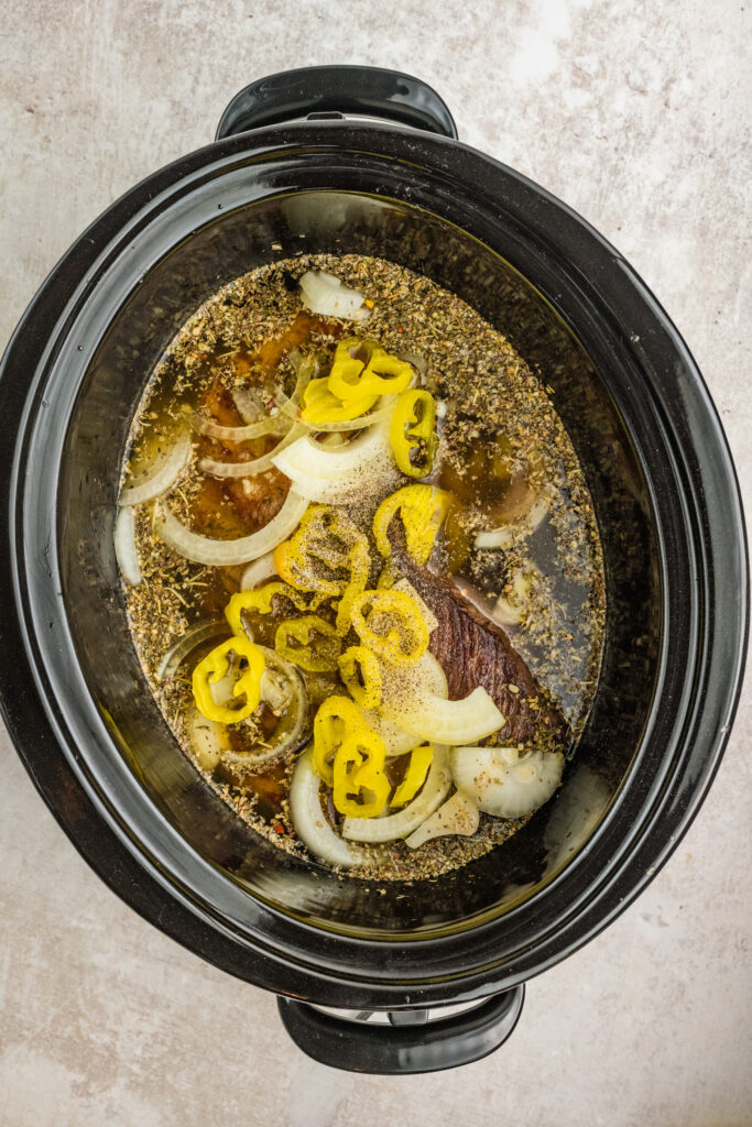 Slow Cooker Italian Beef in a crock pot