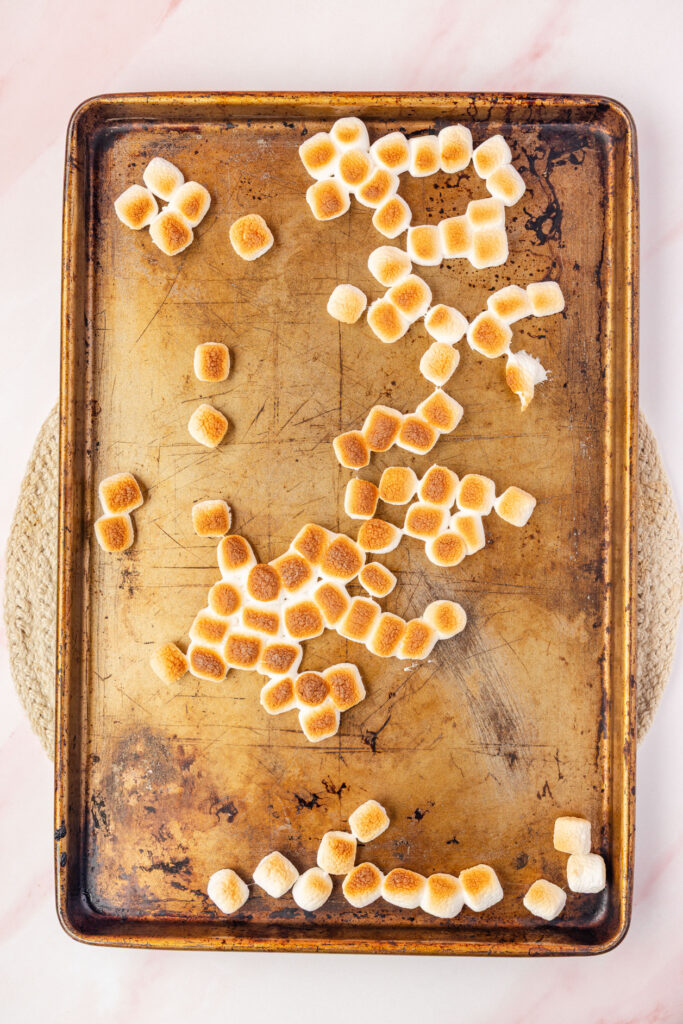 Toasted marshmallows on a sheet pan