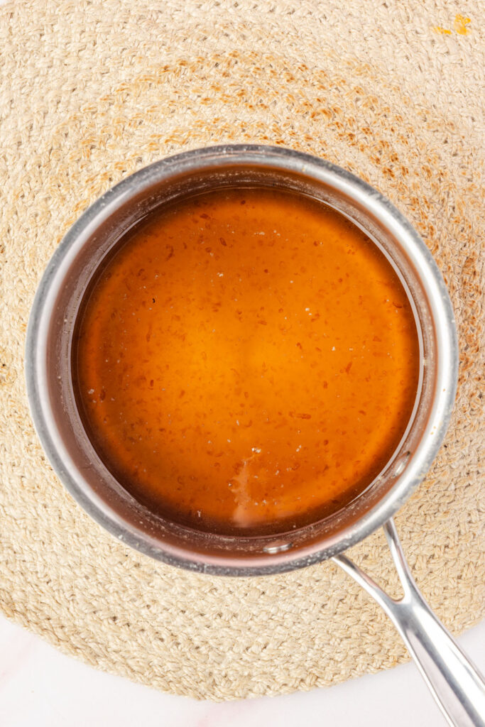 Finished Toasted Marshmallow Syrup in a pot