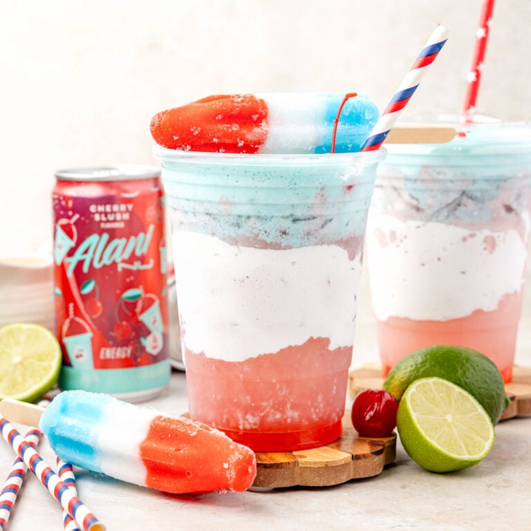 Dirty Alani in a cup with a bomb pops on the top of it.