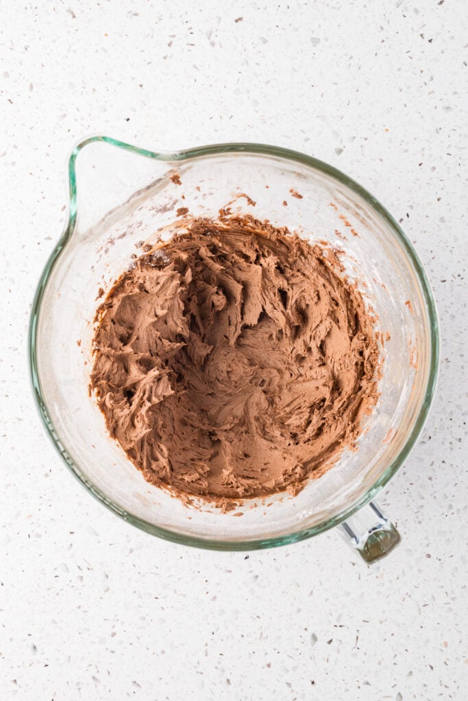 Finished frosting in a mixing bowl