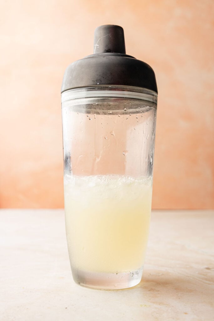 Mango Margarita in a cocktail shaker.