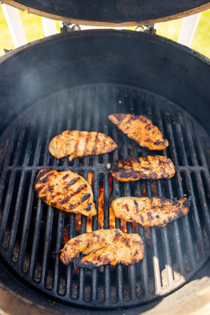 Tequila lime chicken on a grill