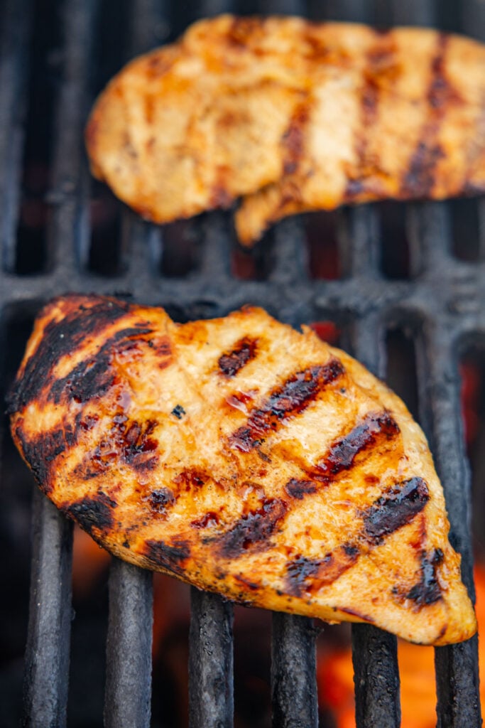 Tequila lime chicken on a grill