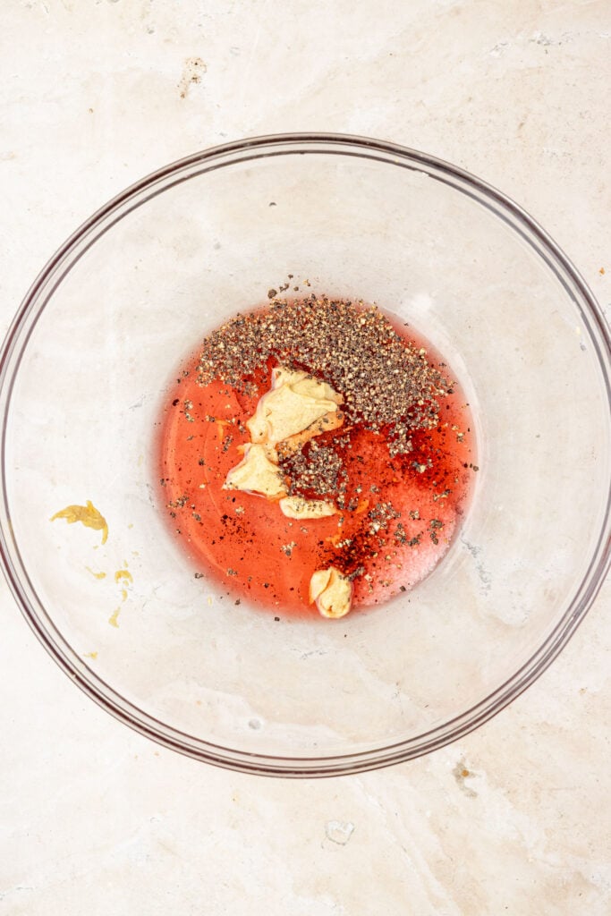 Ingredients for vinaigrette in a mixing bowl