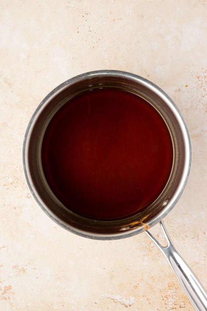 Finished apple brown sugar syrup in a pot