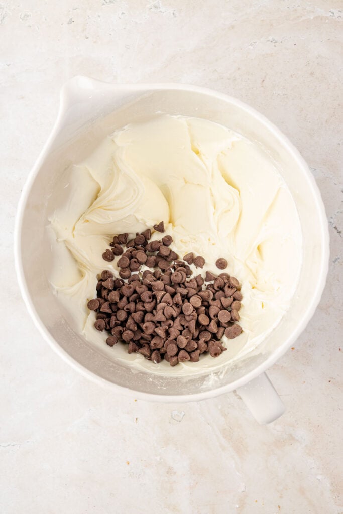 Cannoli dip in a mixing bowl