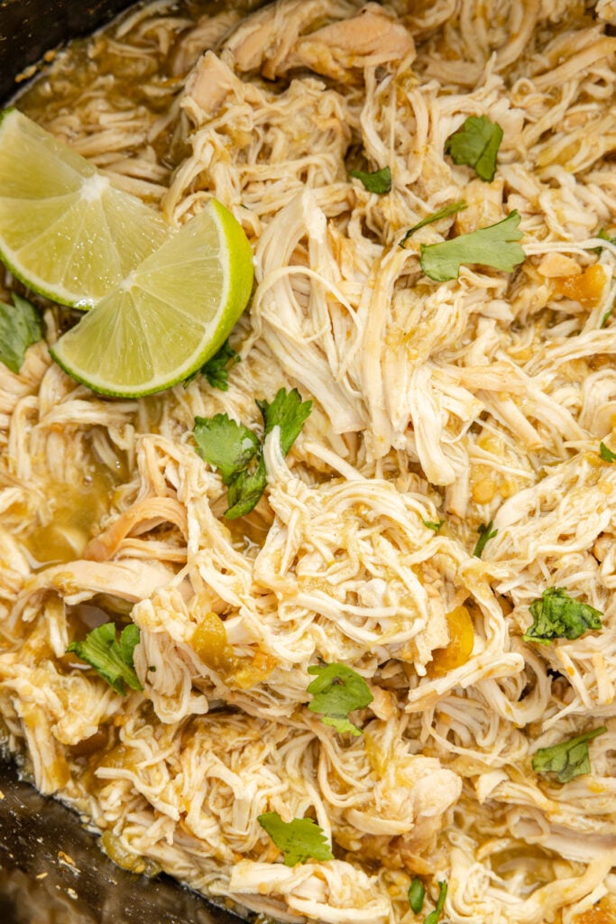 Up close image for Slow Cooker Salsa Verde Chicken