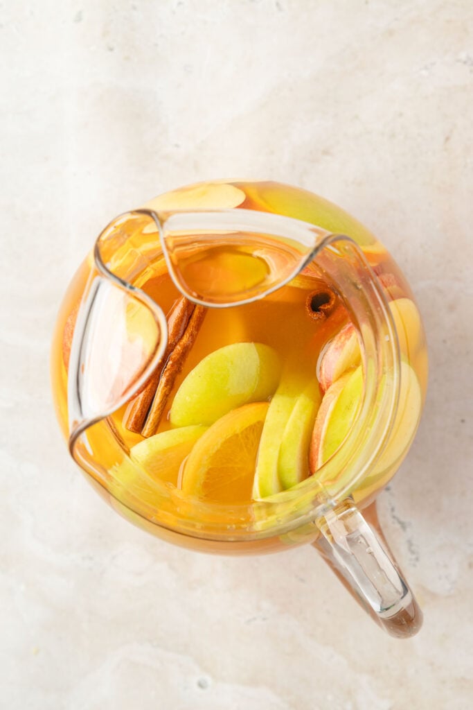 Finished Apple Cider Sangria in a pitcher.