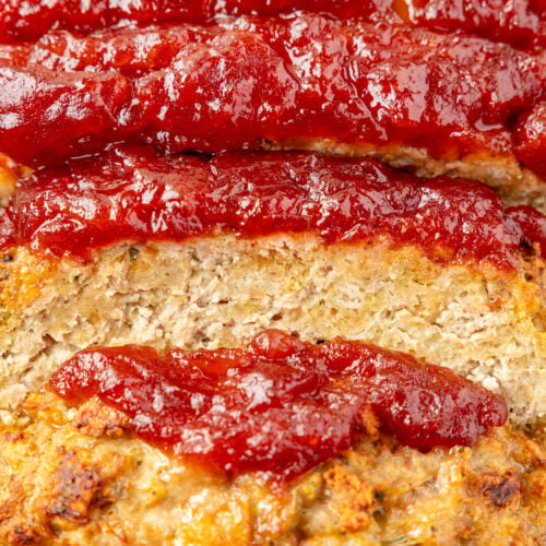 Thanksgiving Meatloaf sliced close up.
