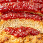 Thanksgiving Meatloaf sliced close up.